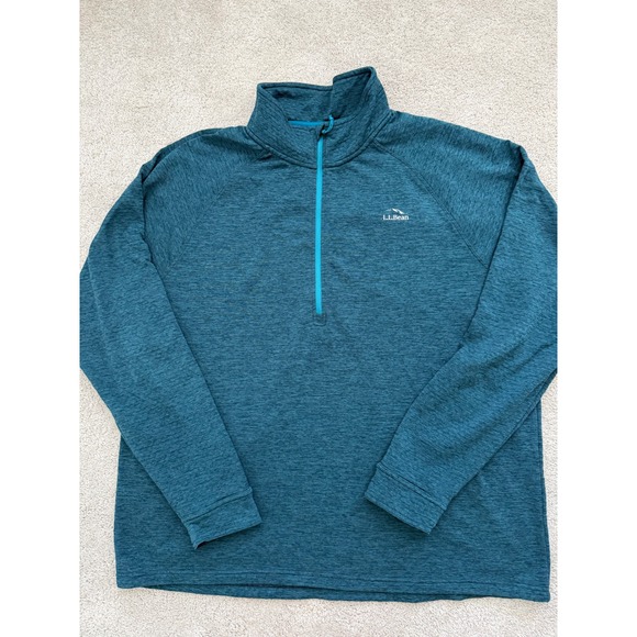 L.L. Bean Other - LL Bean Mens Sunwashed Quarter Zip Pullover Teal Blue XL REG Thumbholes